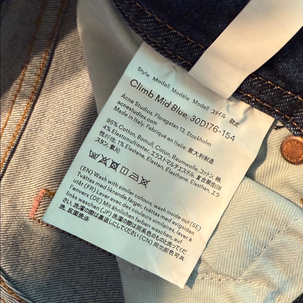 Acne Studios Climb Mid Blue Skinny Jeans 24W-32L - Picture 10 of 13